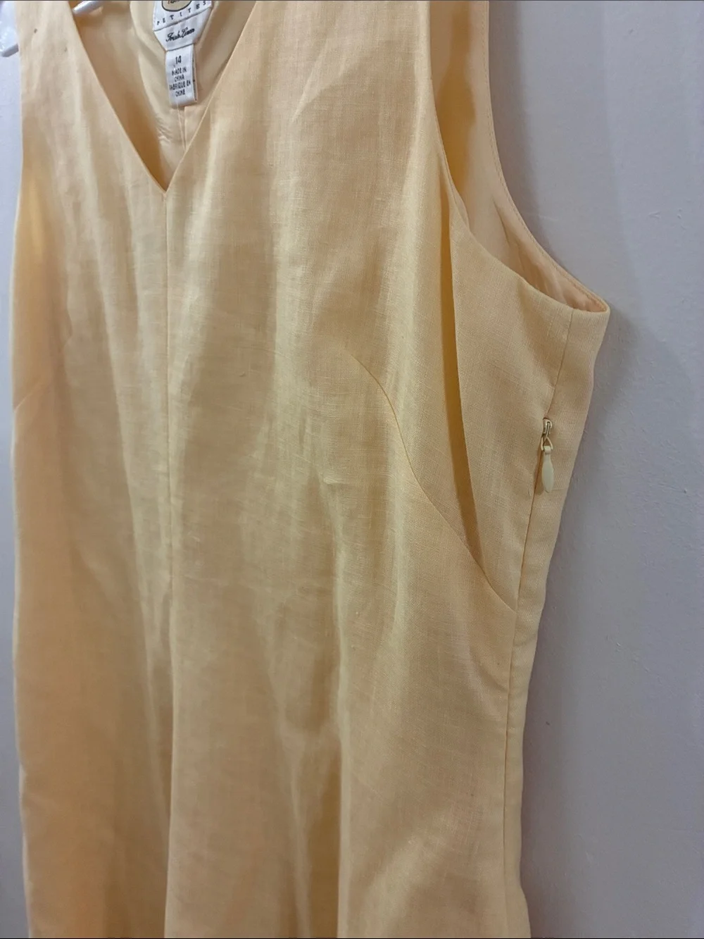 Talbots NWT Classic Yellow Sleeveless Irish Linen Dress - size 14P